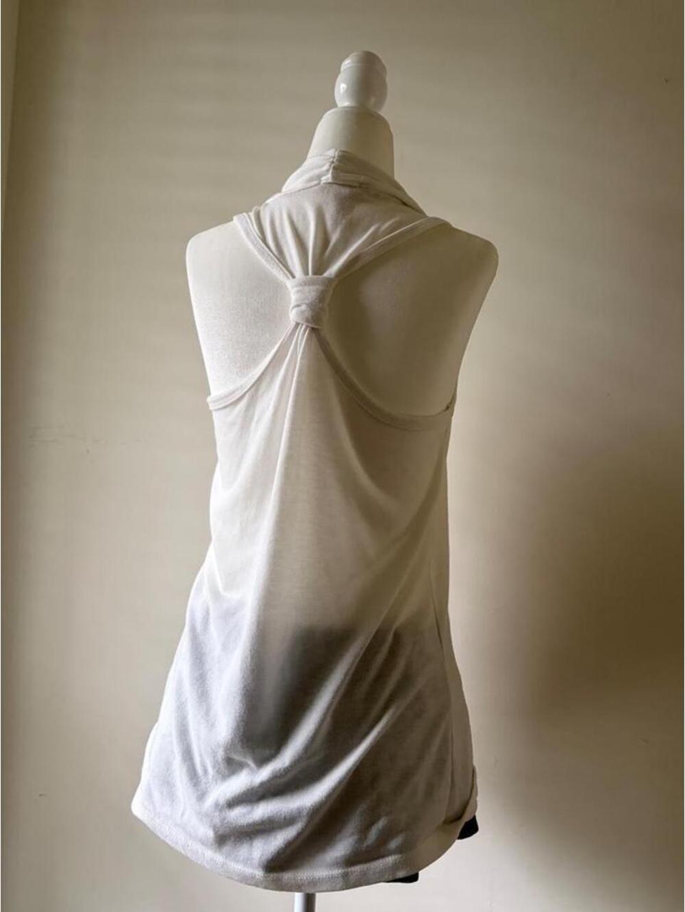 Y2K White Drape Neck Tank Top | Coquette Fairycore Cowl Neck Sleeveless Top - Picture 5 of 5